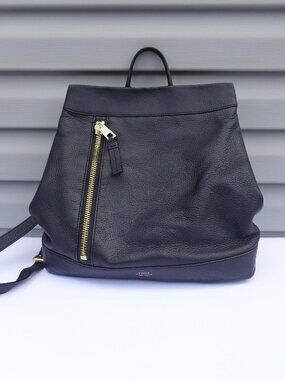 Vince Camuto‎ Madox Black Backpack Genuine Leather Vertical Front Zip Pocket